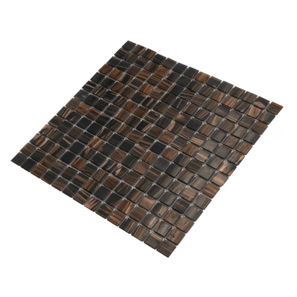 Dark Brown 12x12 Uniform Square Glossy Glass Mosaic Tile (20 pack, 20 sq ft/case) - Sample