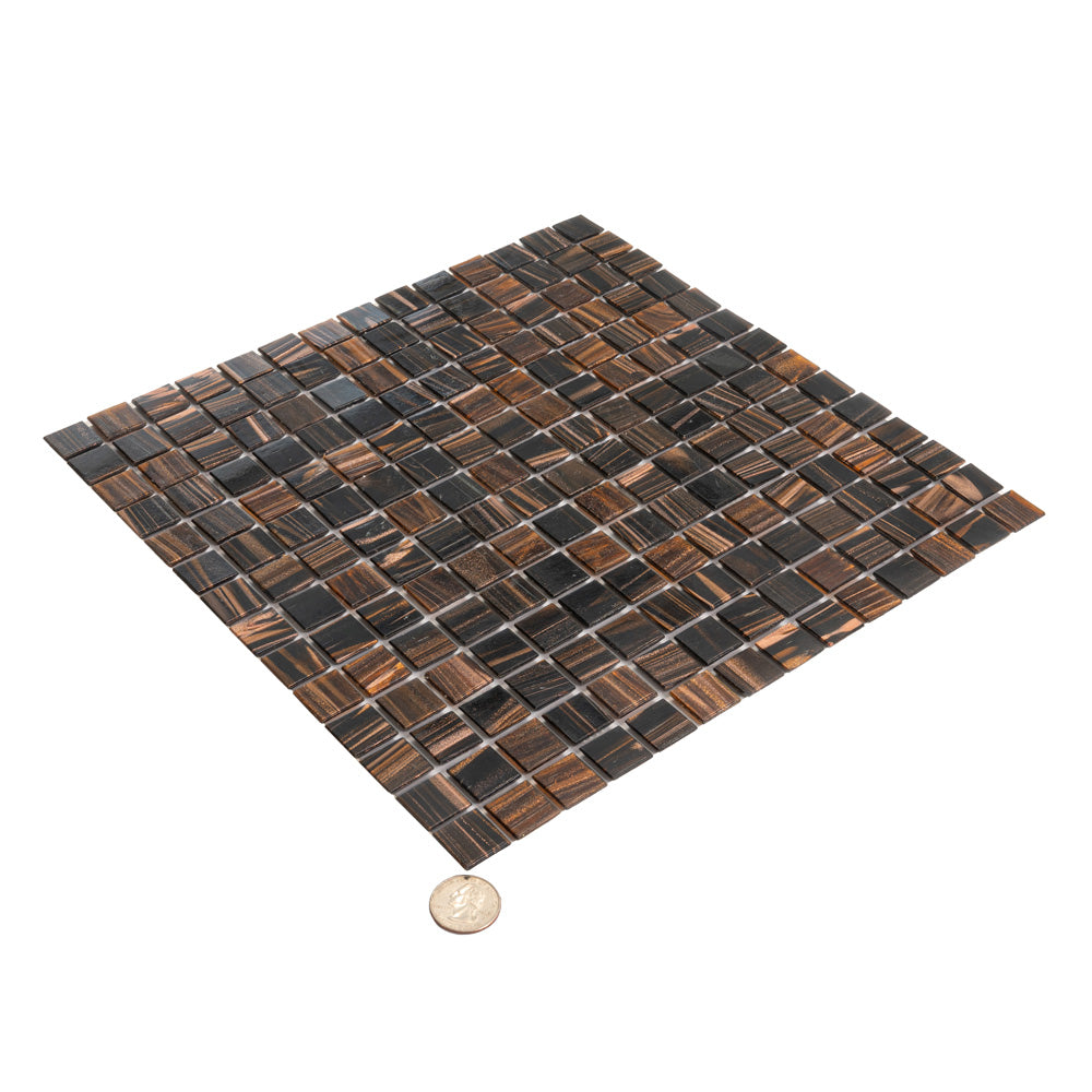 Dark Brown 12x12 Uniform Square Glossy Glass Mosaic Tile (20 pack, 20 sq ft/case) - Sample