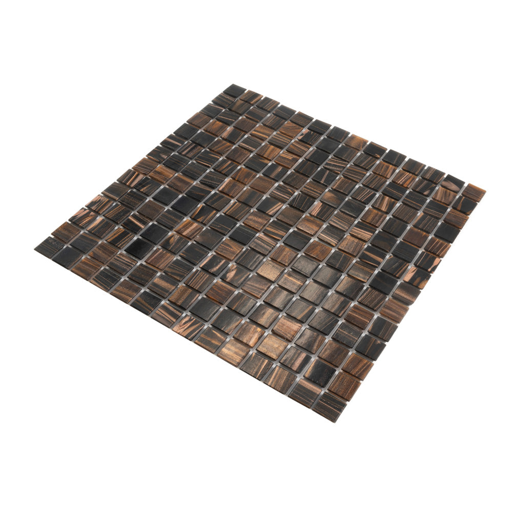 Dark Brown 12x12 Uniform Square Glossy Glass Mosaic Tile (20 pack, 20 sq ft/case) - Sample