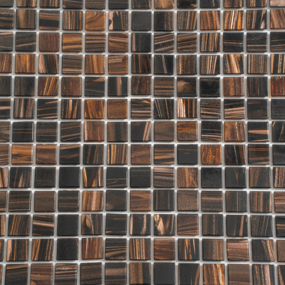 Dark Brown 12x12 Uniform Square Glossy Glass Mosaic Tile (20 pack, 20 sq ft/case) - Sample