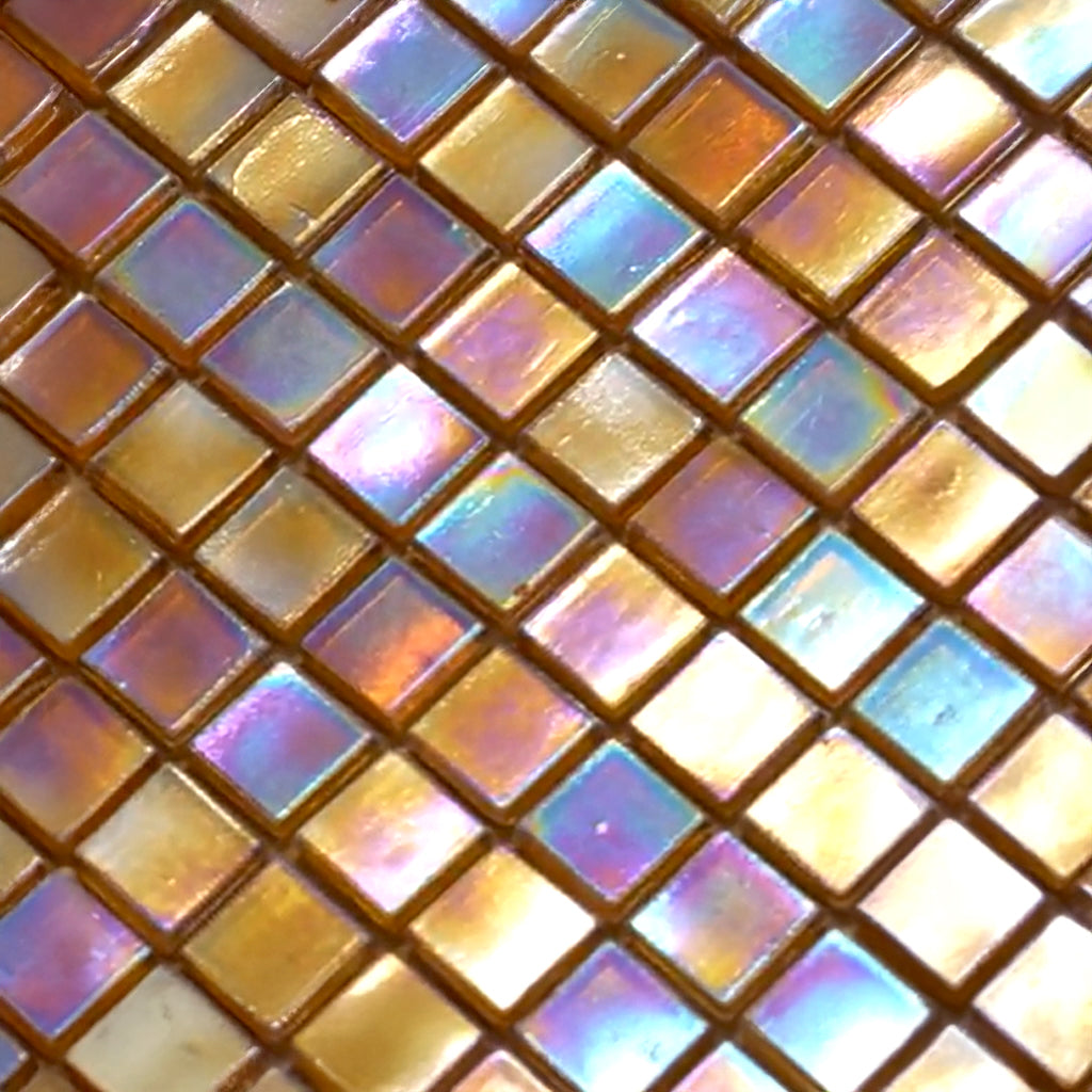 Gold Beige 12x12 Glossy Uniform Square Glass Mosaic Tile (20 pack, 18.69 sq ft/case) - Sample
