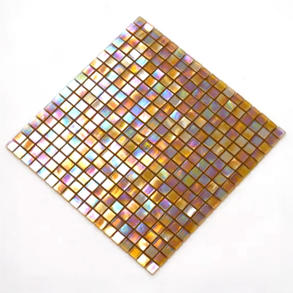 Gold Beige 12x12 Glossy Uniform Square Glass Mosaic Tile (20 pack, 18.69 sq ft/case) - Sample