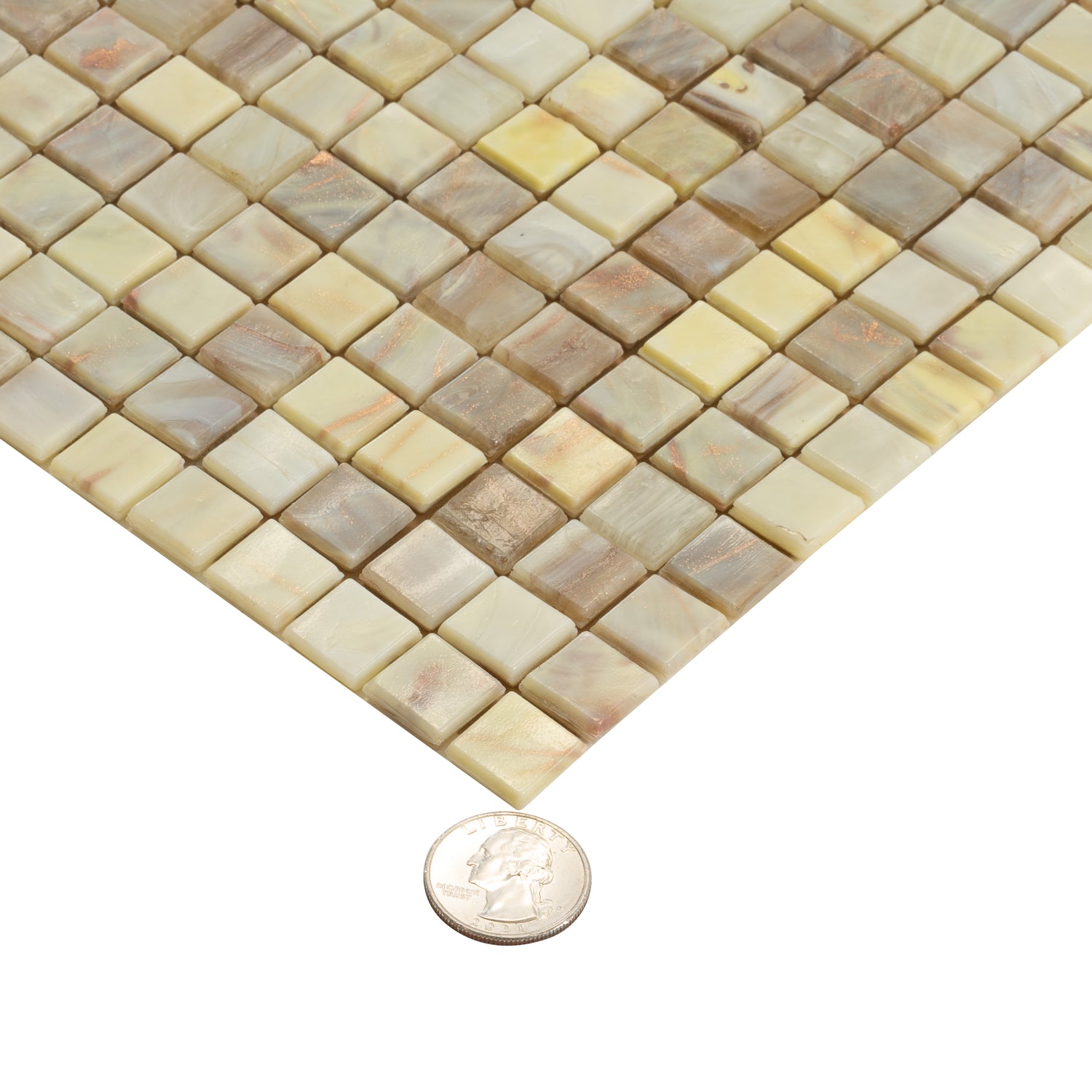 Parchment Beige 12x12 Glossy Uniform Square Glass Mosaic Tile (20 pack, 18.69 sq ft/case) - Sample