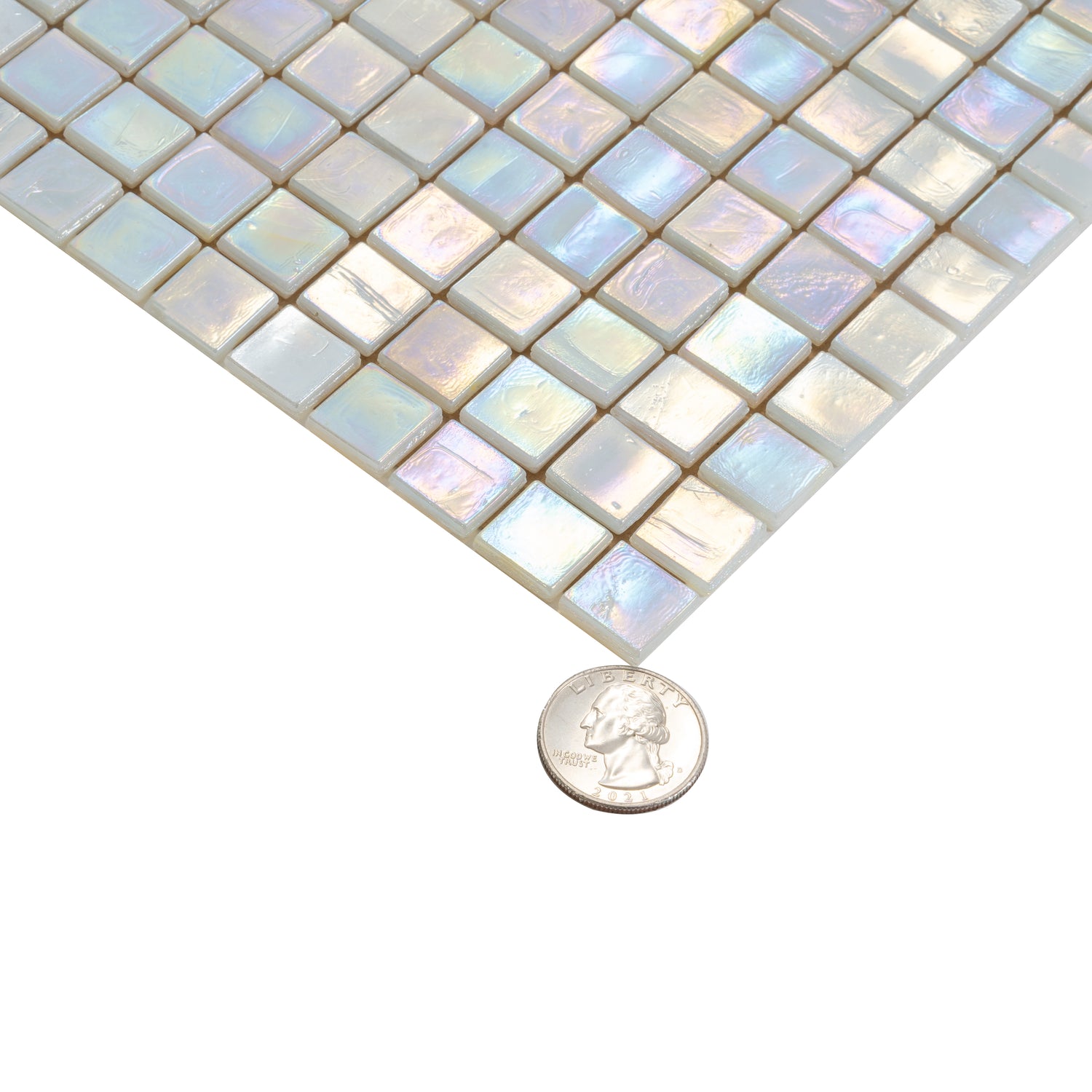 Light Beige 12x12 Glossy Uniform Square Glass Mosaic Tile (20 pack, 18.69 sq ft/case) - Sample