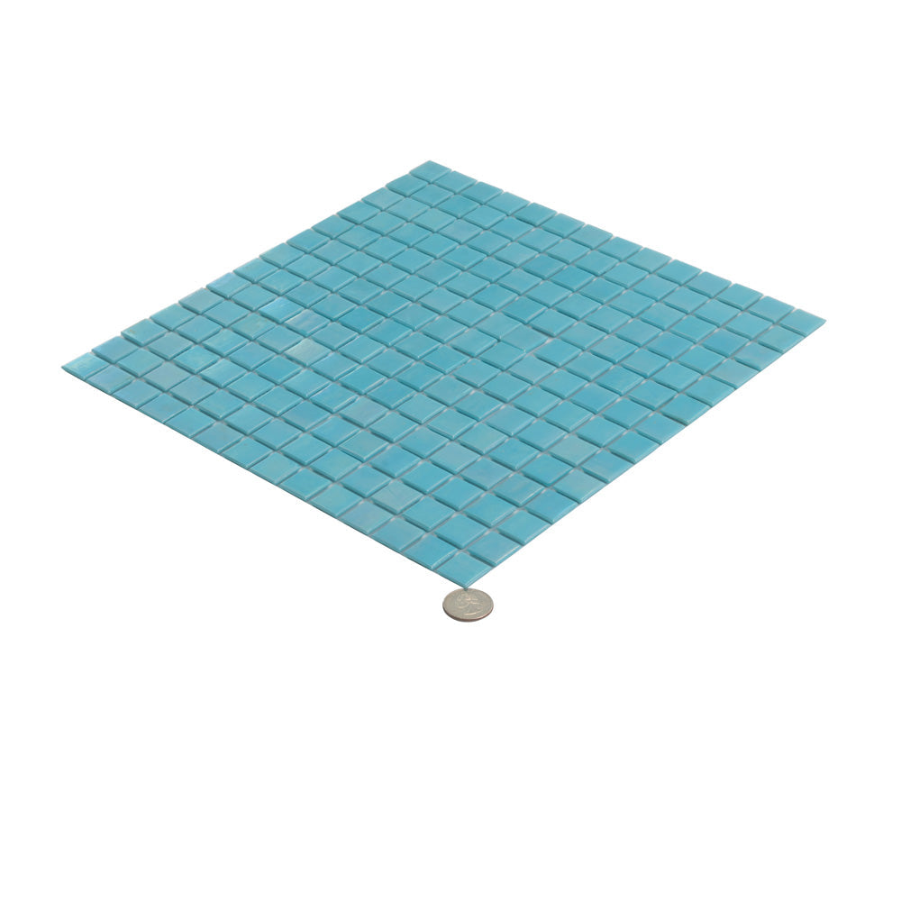 Cyan Blue 12x12 Uniform Square Glossy Glass Mosaic Tile (20 pack, 20 sq ft/case) - Sample