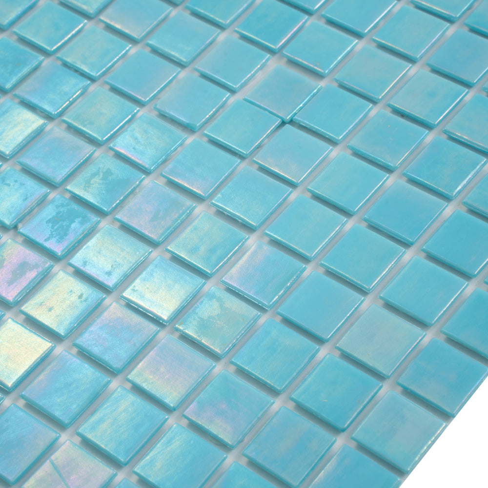 Cyan Blue 12x12 Uniform Square Glossy Glass Mosaic Tile (20 pack, 20 sq ft/case) - Sample