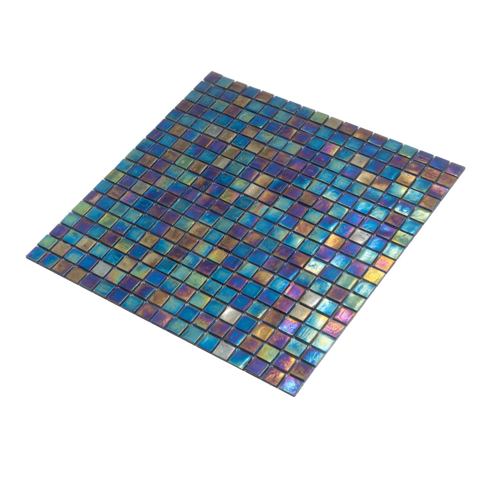 Dark Shimmer Multi Blue 12x12 Glossy Uniform Square Glass Mosaic Tile (20 pack, 18.69 sq ft/case) - Sample