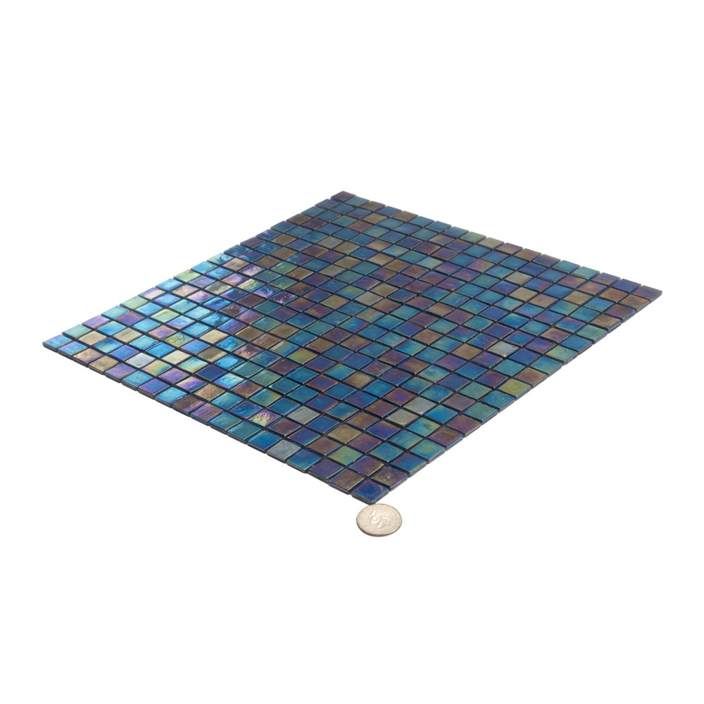 Dark Shimmer Multi Blue 12x12 Glossy Uniform Square Glass Mosaic Tile (20 pack, 18.69 sq ft/case) - Sample