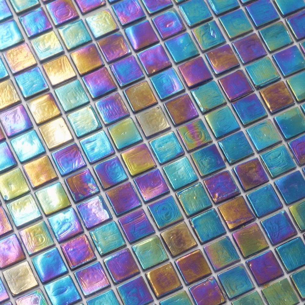 Dark Shimmer Multi Blue 12x12 Glossy Uniform Square Glass Mosaic Tile (20 pack, 18.69 sq ft/case) - Sample