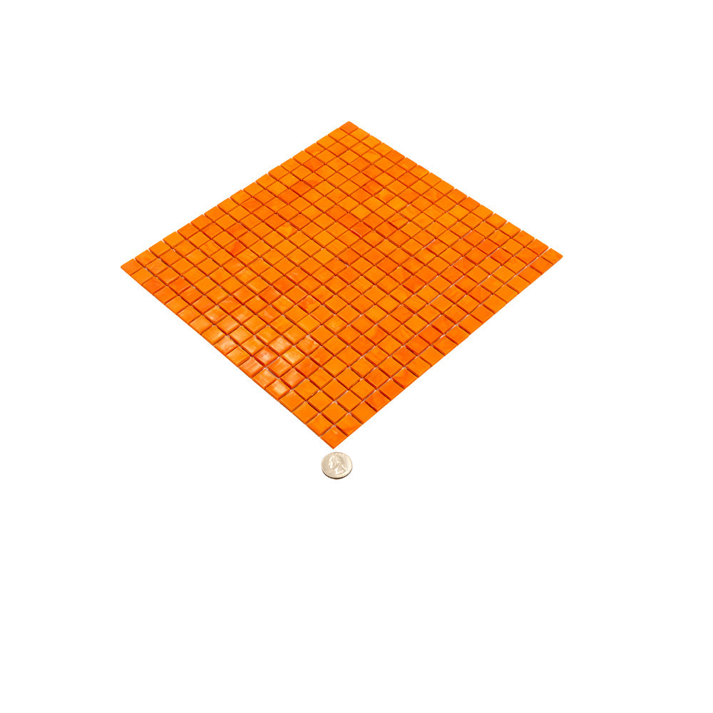 Red-Orange 12x12 Glossy Uniform Square Glass Mosaic Tile (20 pack, 18.69 sq ft/case) - Sample
