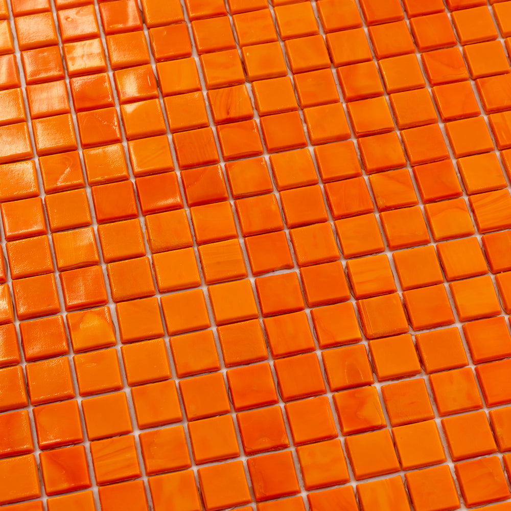 Red-Orange 12x12 Glossy Uniform Square Glass Mosaic Tile (20 pack, 18.69 sq ft/case) - Sample