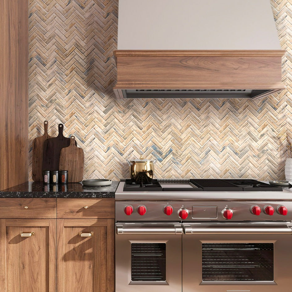 Apollo Tile Beige and Gray 11-in x 12-in Matte Recycled Glass Brick Wood Look Wall Tile (9.18-sq. ft/ Carton)