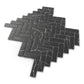 Black with White Vein 11x13 Polished Herringbone Glass Recycled Glass Mosaic Tile (10 pack, 9.63 sq ft/case)