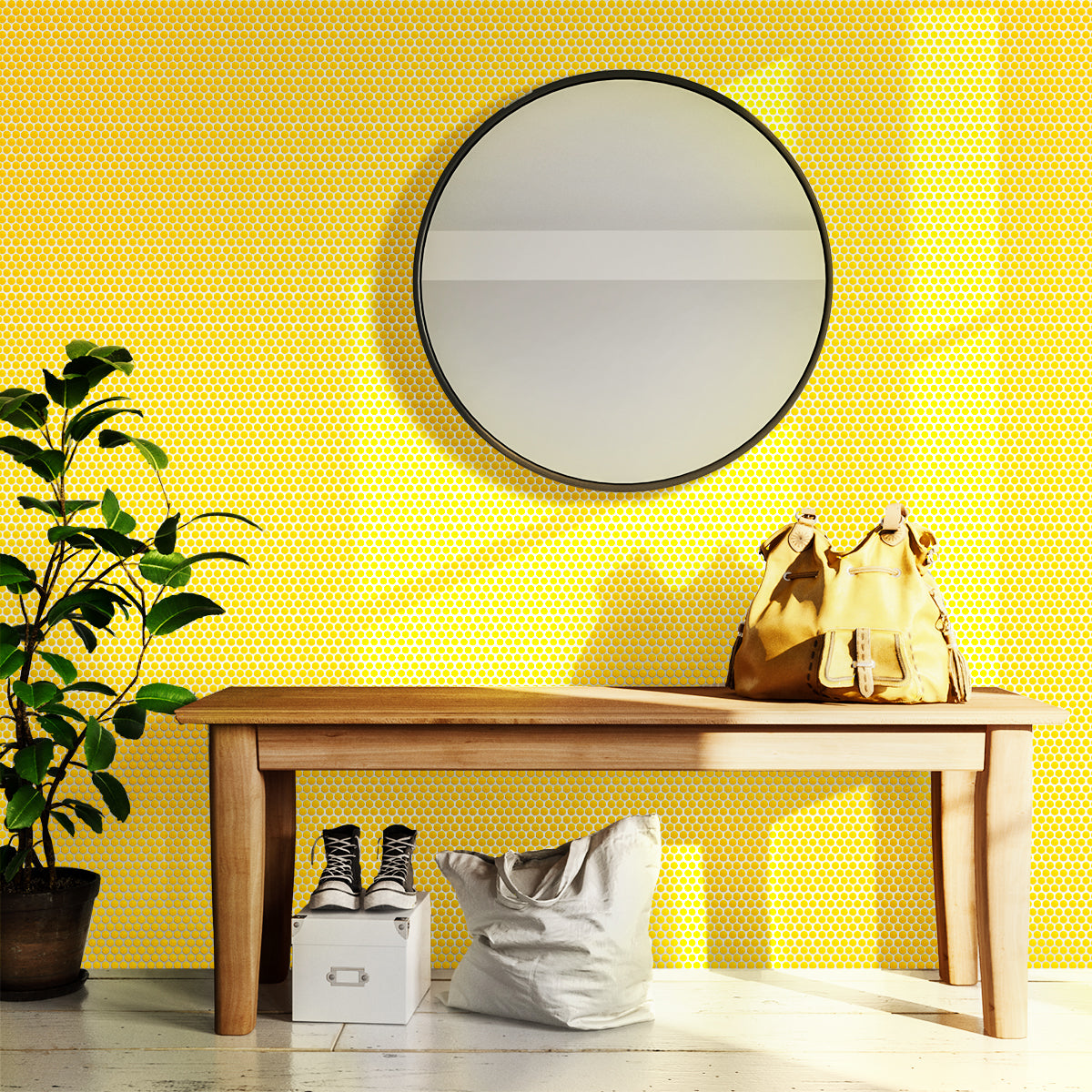 1X1 Cirkel Glossy Yellow Tile