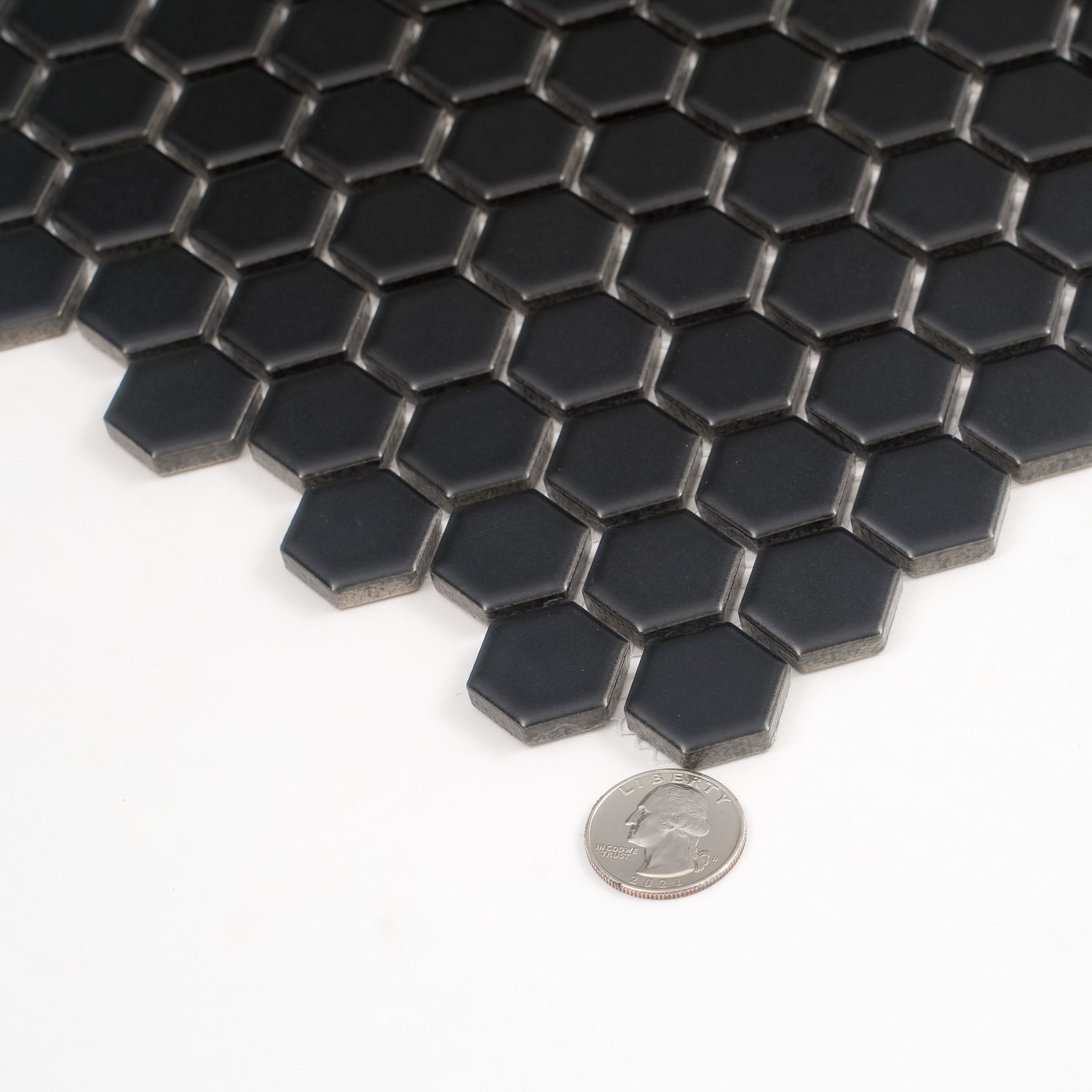 Black 10x12 Matte Hexagon Porcelain Mosaic Tile (10 pack, 8.36 sq ft/case)