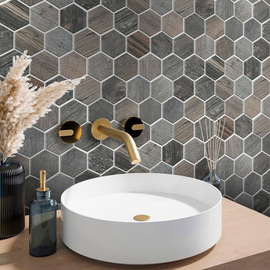 Ash Gray 10x12 Matte Hexagon Porcelain Mosaic Tile (5 pack, 4.02 sq ft/case) - Sample