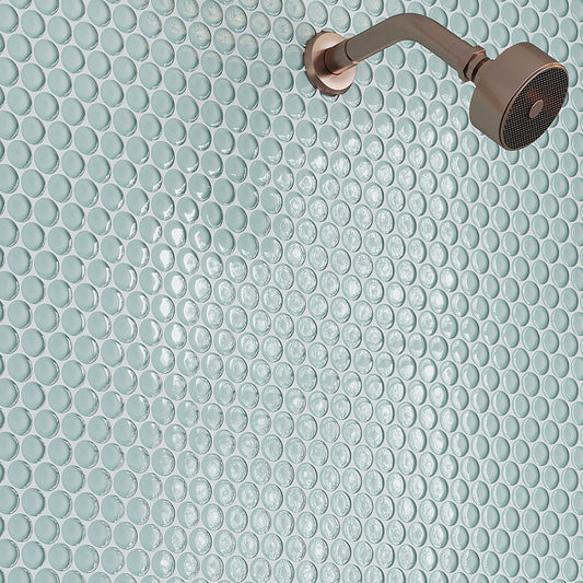 Blizzard Blue 12x12 Glossy Penny Round Glass Mosaic Tile (5 pack, 5 sq ft/case)
