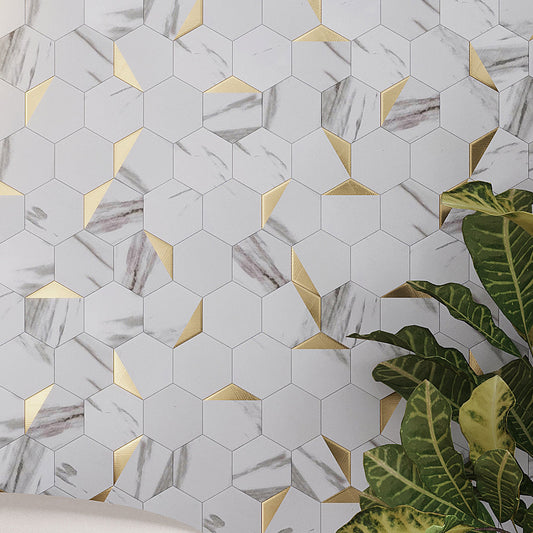 White Gold 12x12 Honed Hexagon PVC Peel & Stick Tile (18 Cases, 149.40 sq ft/Pallet)