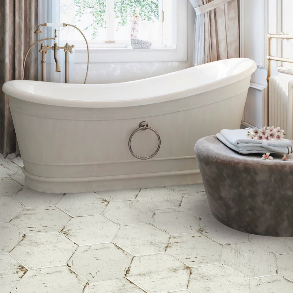 Ivory White 14x14 Matte Hexagon Porcelain Tile (9 pack, 10.8 sq ft/case) - Sample