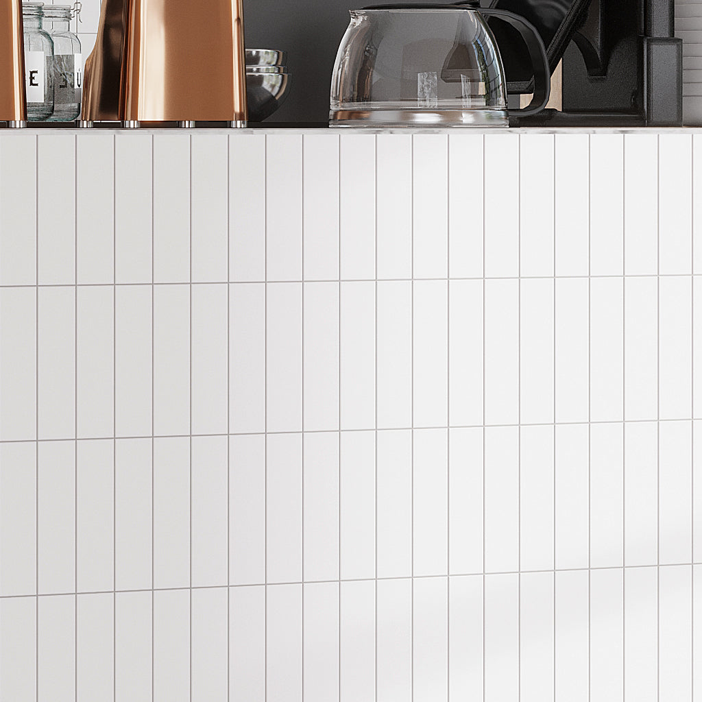 White 2x8 Matte Ceramic Subway Tile for Modern Interior Walls