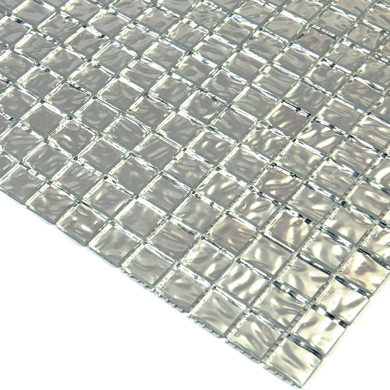 Shimmer Flint Silver 12x12 Glossy Uniform Square Glass Mosaic Tile (20 pack, 20 sq ft/case)
