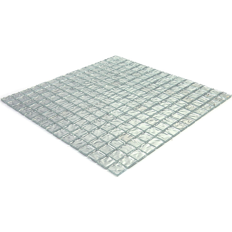 Shimmer Flint Silver 12x12 Glossy Uniform Square Glass Mosaic Tile (20 pack, 20 sq ft/case)