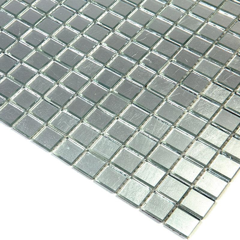 Silver 12x12 Glossy Uniform Square Glass Mosaic Tile (20 pack, 20 sq ft/case)