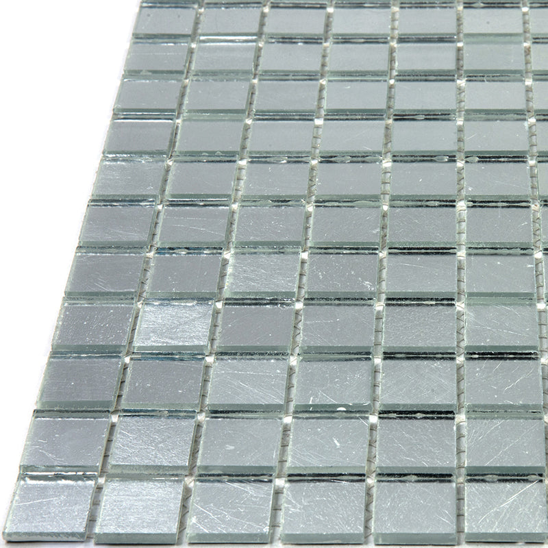 Silver 12x12 Glossy Uniform Square Glass Mosaic Tile (20 pack, 20 sq ft/case)