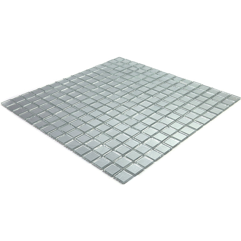 Silver 12x12 Glossy Uniform Square Glass Mosaic Tile (20 pack, 20 sq ft/case)