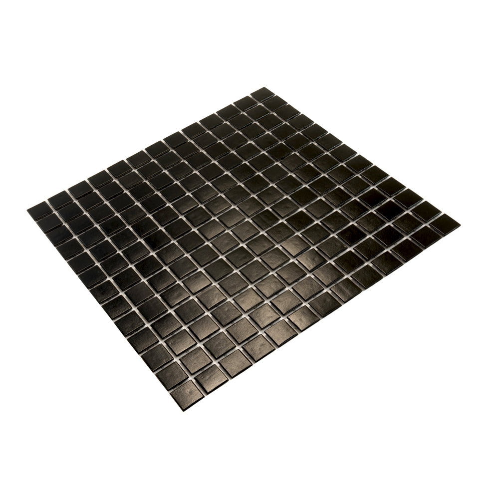 Black 12x12 Uniform Square Glossy Glass Mosaic Tile (20 pack, 20 sq ft/case)
