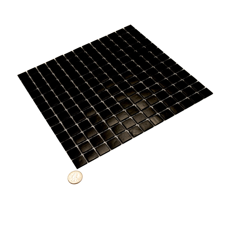 Black 12x12 Uniform Square Glossy Glass Mosaic Tile (20 pack, 20 sq ft/case)