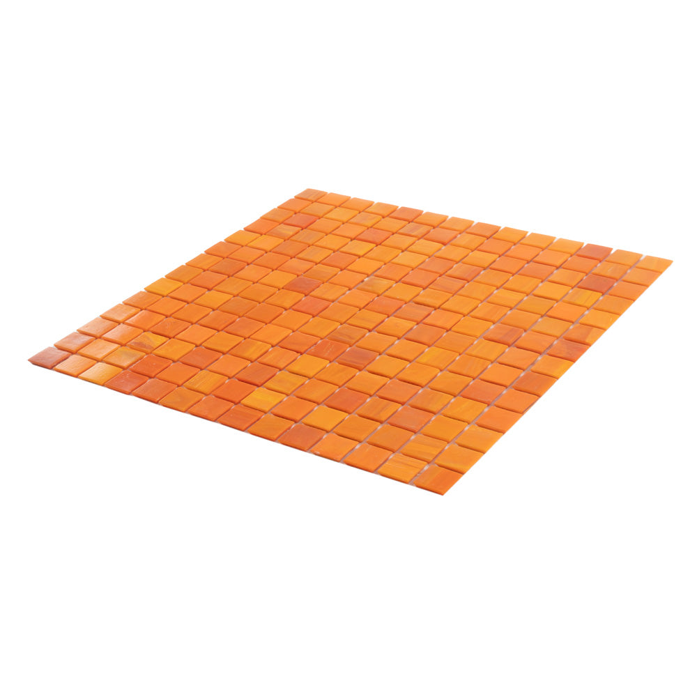 Fire Orange 12x12 Glossy Uniform Square Glass Mosaic Tile (20 pack, 20 sq ft/case)