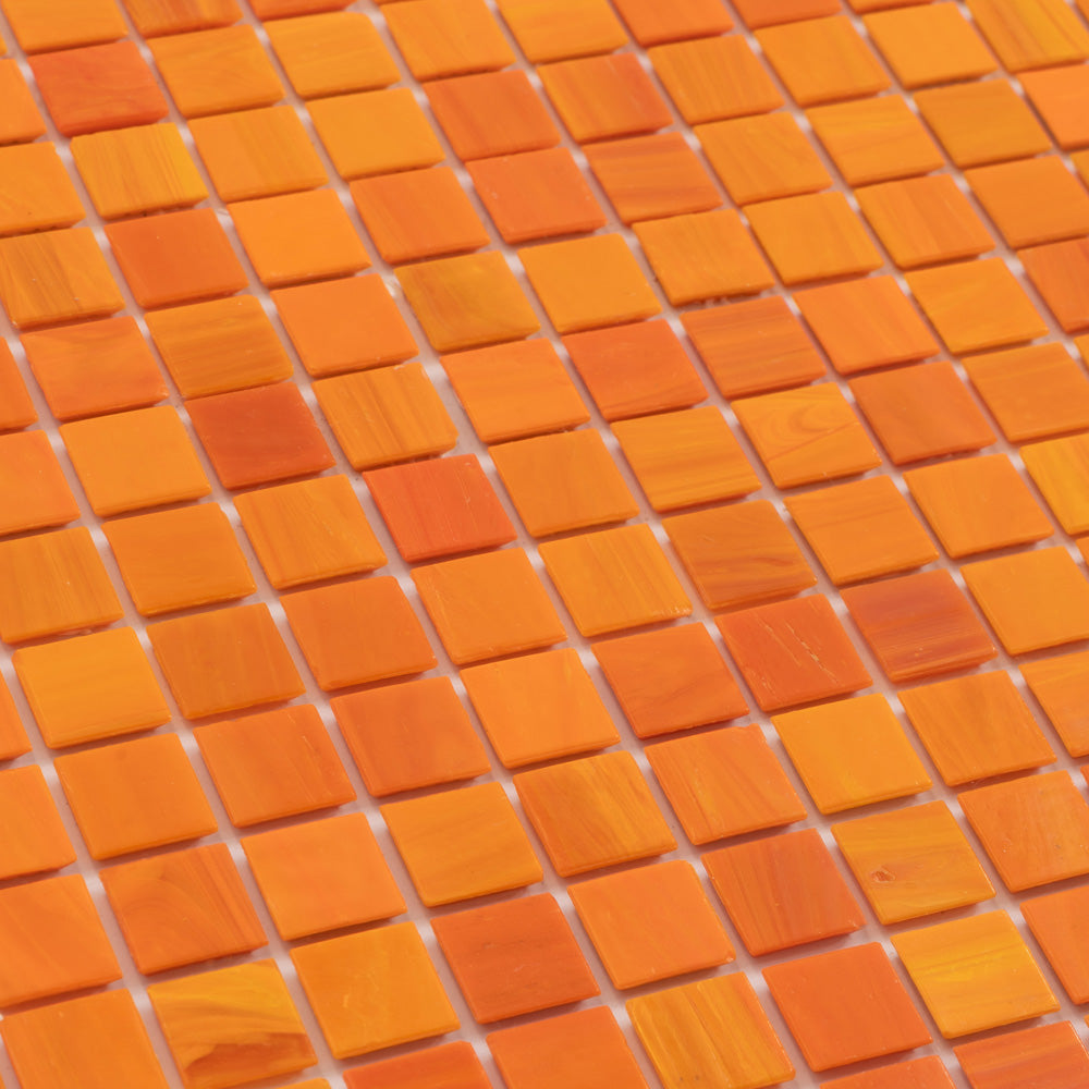 Fire Orange 12x12 Glossy Uniform Square Glass Mosaic Tile (20 pack, 20 sq ft/case)