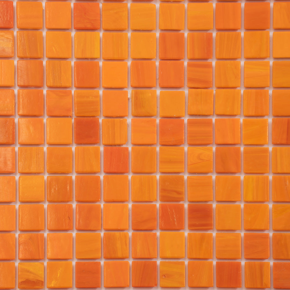Fire Orange 12x12 Glossy Uniform Square Glass Mosaic Tile (20 pack, 20 sq ft/case)