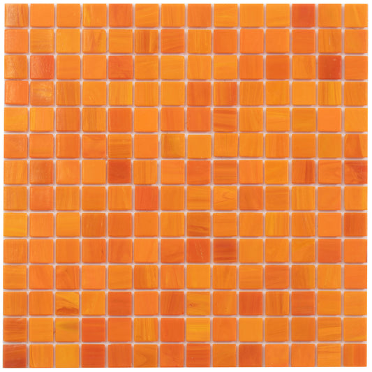 Fire Orange 12x12 Glossy Uniform Square Glass Mosaic Tile (20 pack, 20 sq ft/case)