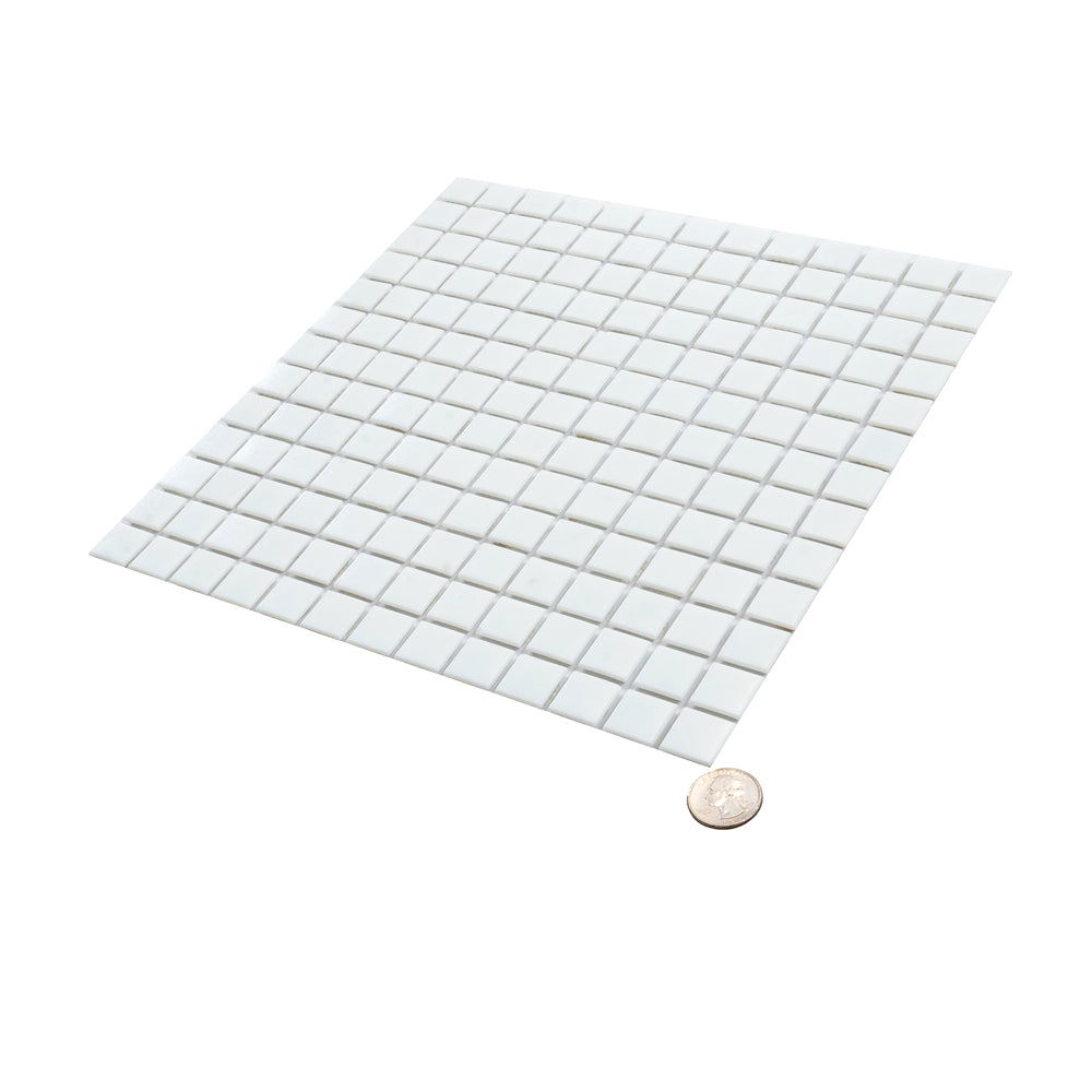 Rice White 12x12 Glossy Uniform Square Glass Mosaic Tile (20 pack, 20 sq ft/case)