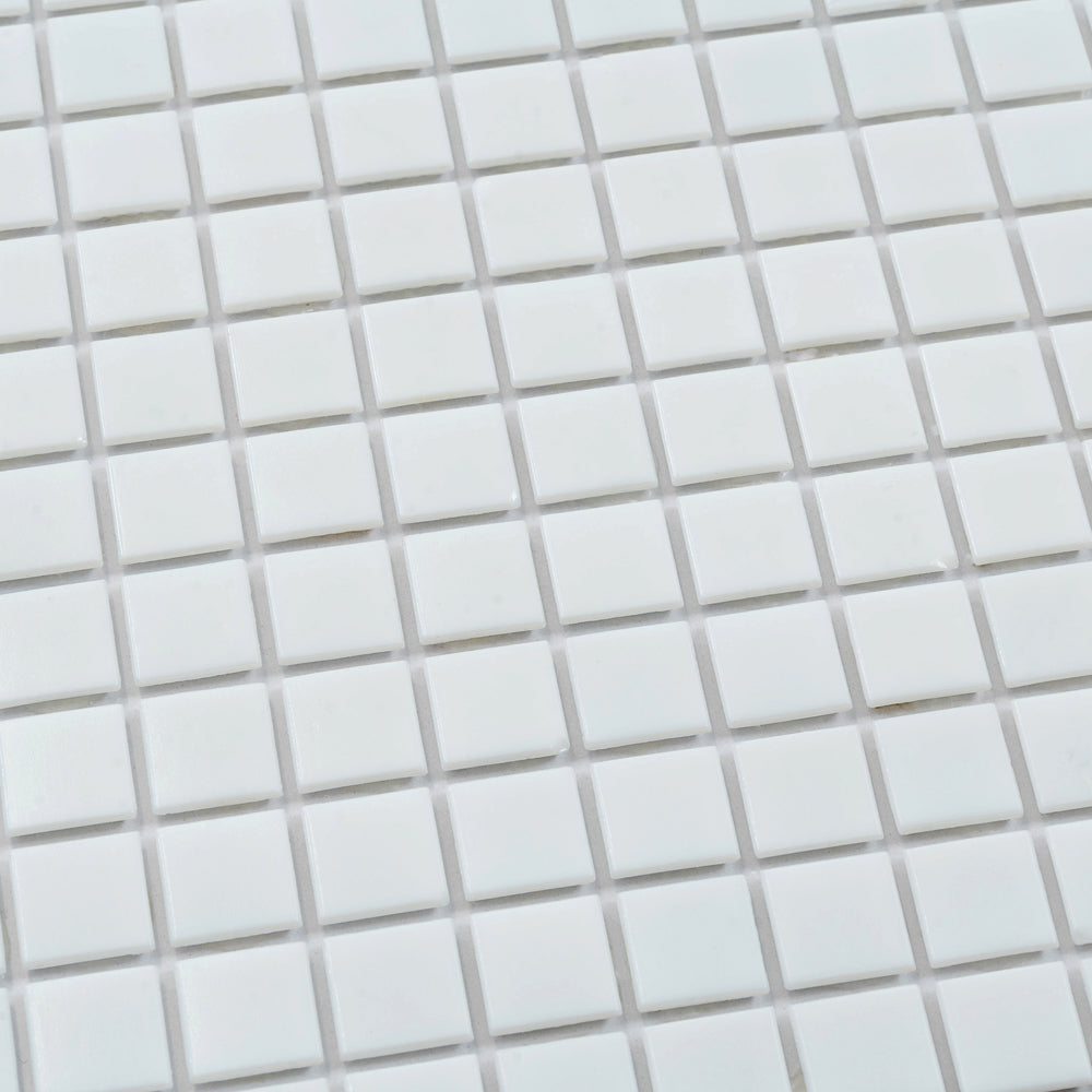 Rice White 12x12 Glossy Uniform Square Glass Mosaic Tile (20 pack, 20 sq ft/case)