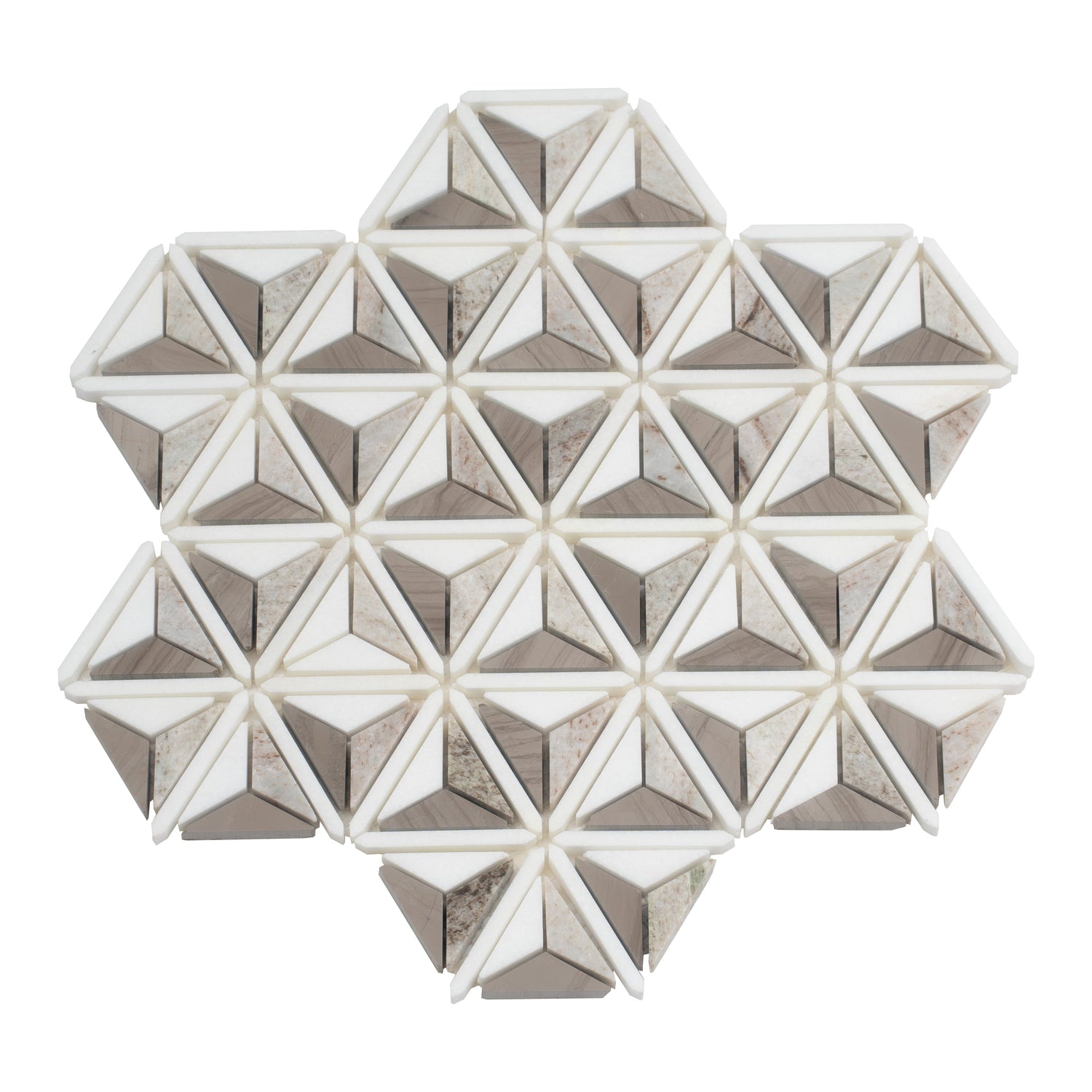 Mirage 12x12 Warm Beige White Marble Mosaic 3D Pyramid Wall and Floor Tile (5 Pack, 4.92 sq ft/case) - Sample