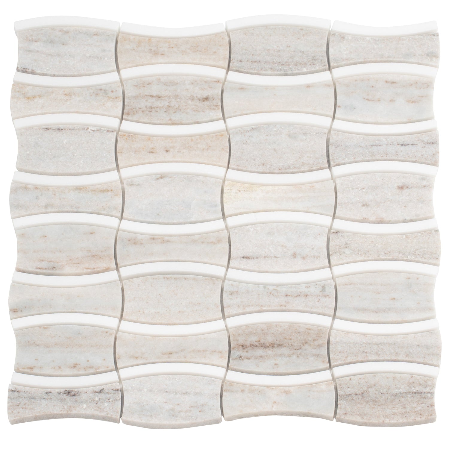 Mirage 12x12 Warm Beige White Marble Mosaic Floral Wall and Floor Tile (5 Pack, 5.04 sq ft/case) - Sample
