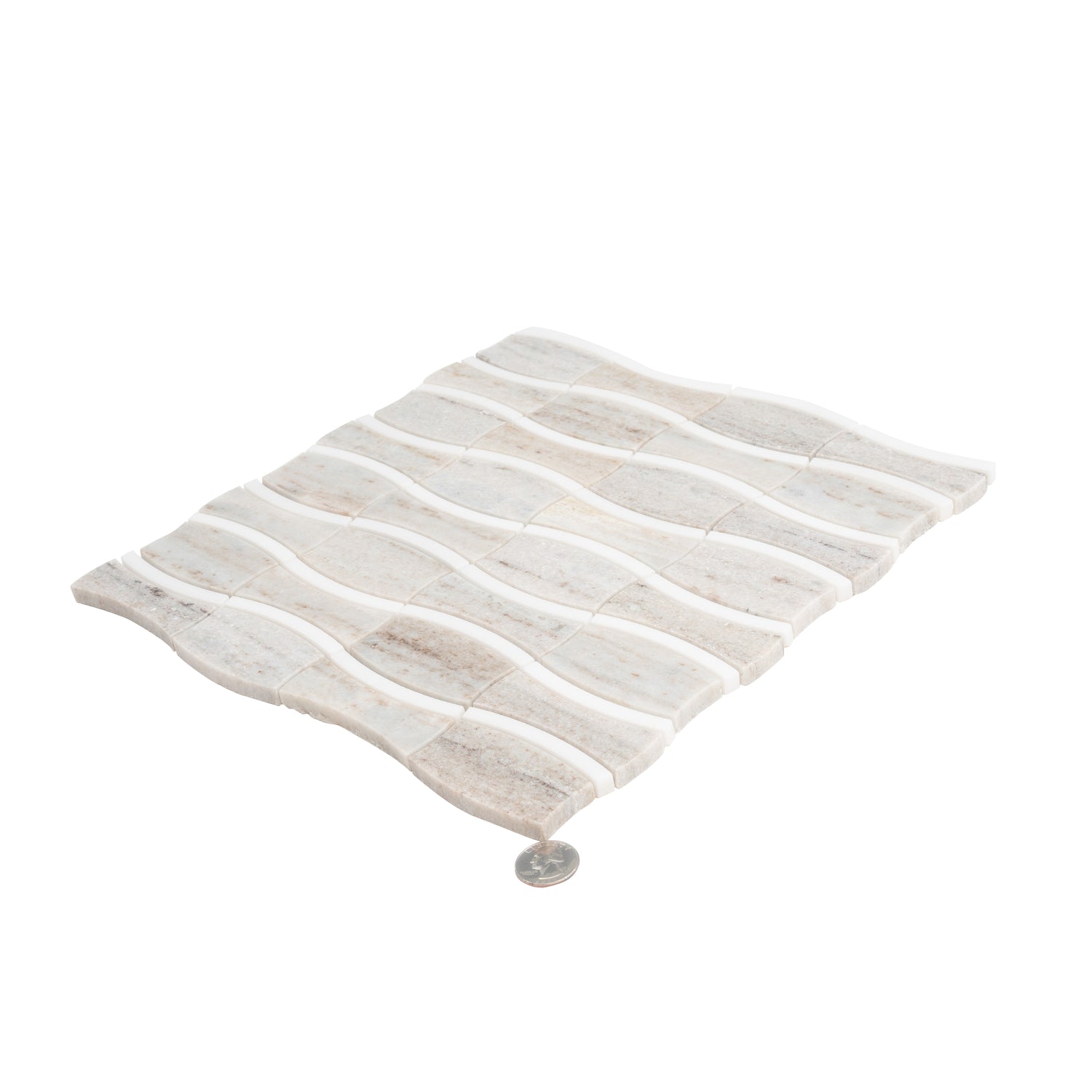 Warm Beige Thassoss White 12x12 Polished Floral Crystal Sand Mosaic Tile (5 pack, 5.04 sq ft/case)