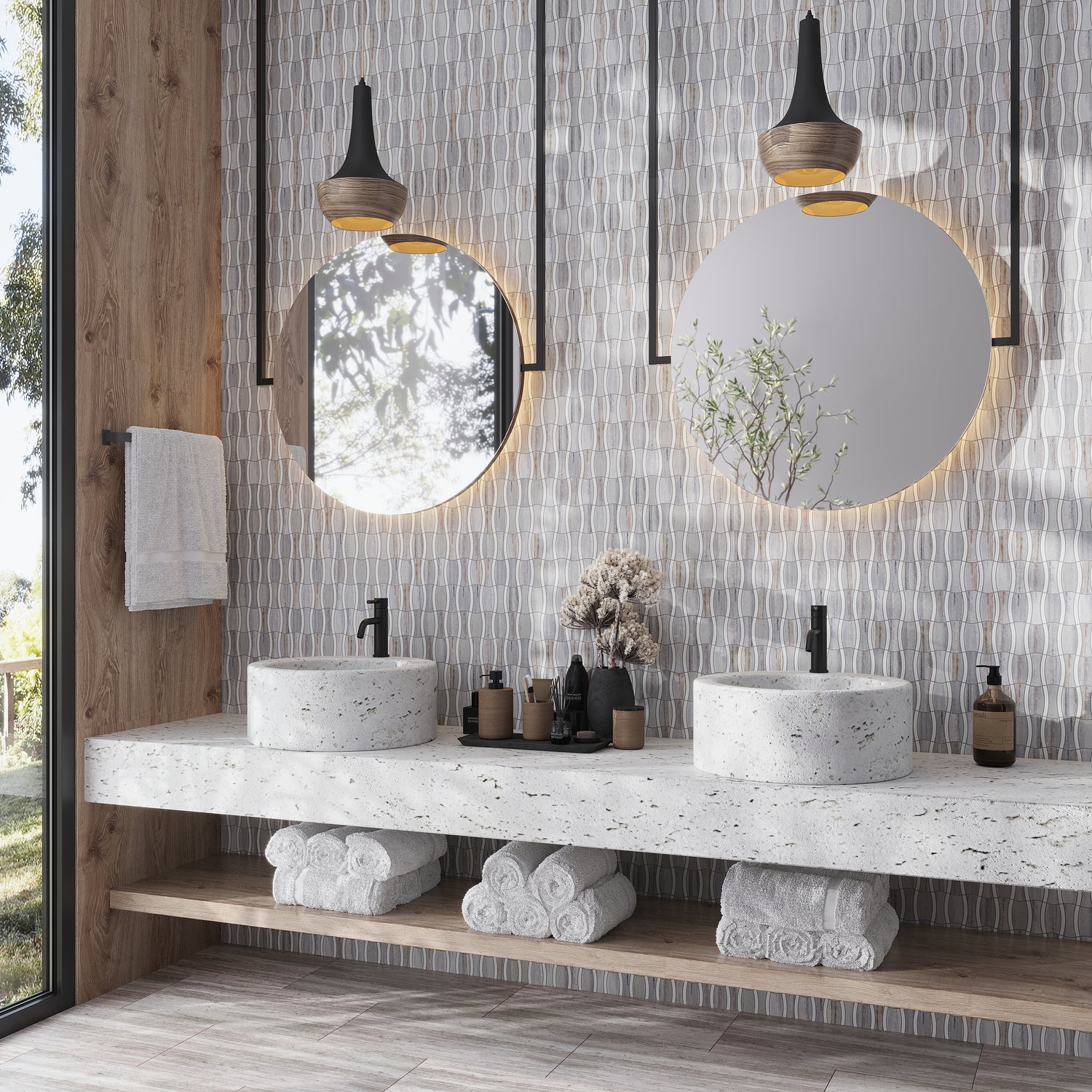 Warm Beige Thassoss White 12x12 Polished Floral Crystal Sand Mosaic Tile (5 pack, 5.04 sq ft/case)