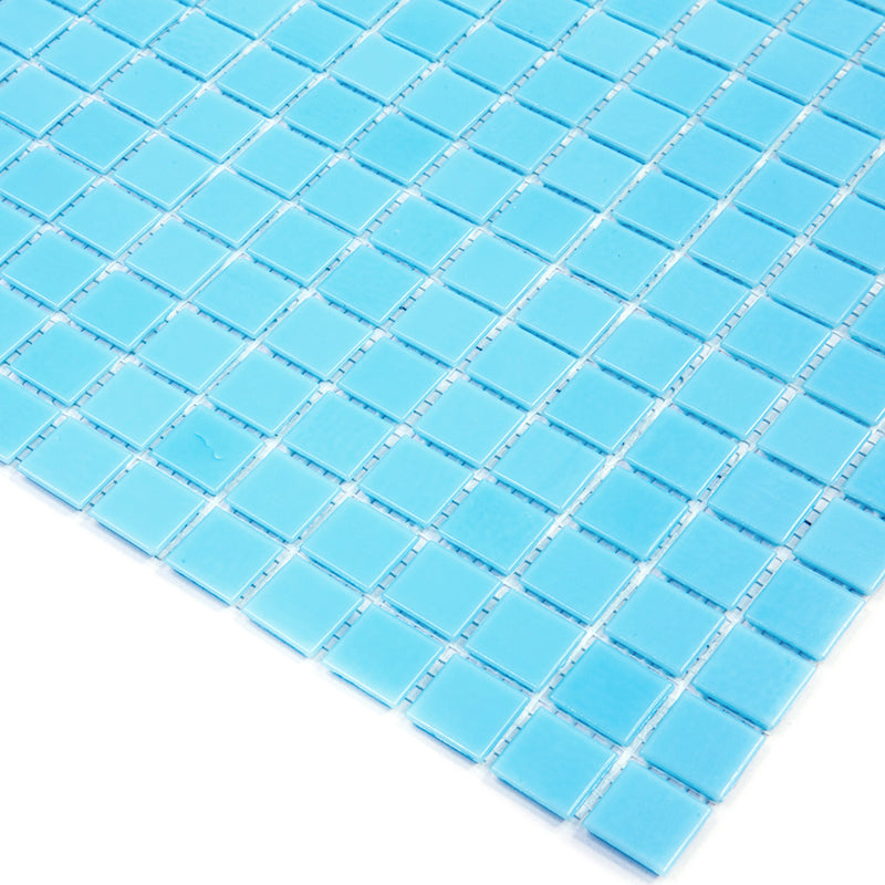 Aqua Blue 12x12 Glossy Uniform Square Glass Mosaic Tile (20 pack, 20 sq ft/case) - Sample