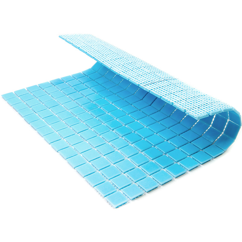 Aqua Blue 12x12 Glossy Uniform Square Glass Mosaic Tile (20 pack, 20 sq ft/case)