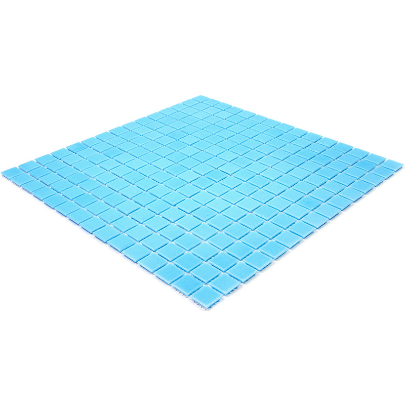 Aqua Blue 12x12 Glossy Uniform Square Glass Mosaic Tile (20 pack, 20 sq ft/case) - Sample
