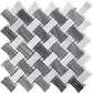 Gray White 11x11 Polished Basketweave Marble Mosaic Tile (5 pack, 4.2 sq ft/case) - Sample