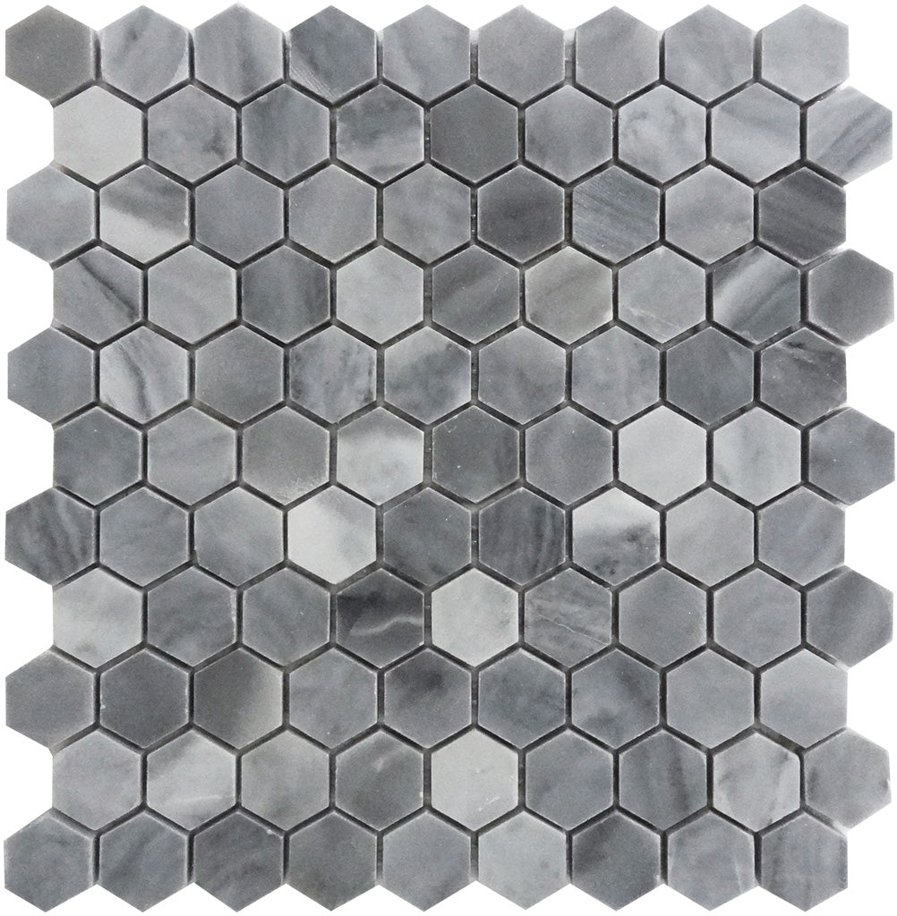 Gray 11x12 Polished Hexagon Marble Mosaic Tile (5 pack, 4.71 sq ft/case) - Sample