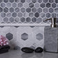 Gray White 11x13 Polished Hexagon Marble Mosaic Tile (5 pack, 5.15 sq ft/case) - Sample