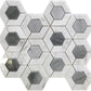 Gray White 11x13 Polished Hexagon Marble Mosaic Tile (5 pack, 5.15 sq ft/case) - Sample