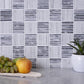 12x12 White and Gray Polished Marble Mosaic Tile
