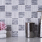 12x12 White and Gray Polished Mosaic Tile